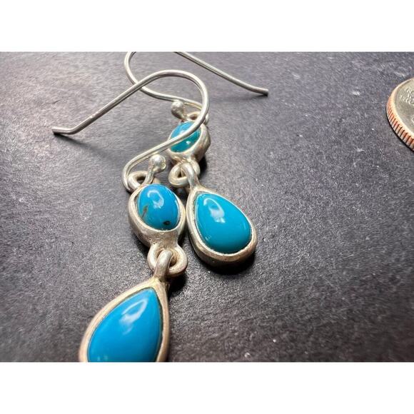 NEW sterling silver turquoise dangle earrings - Picture 9 of 11